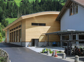 The Lenk multipurpose hall is located next to the school building in the village