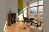 Overheight living space against the south