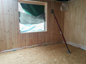 During the construction work: Load-bearing exterior walls made of solid wood