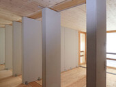 View of the interior: In the foreground you can see the supports that carry the ceiling