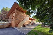 Building with larch wood facade
