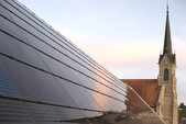 Wooden element roof with photovoltaic system for electricity generation
