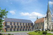 South facade with solar panels